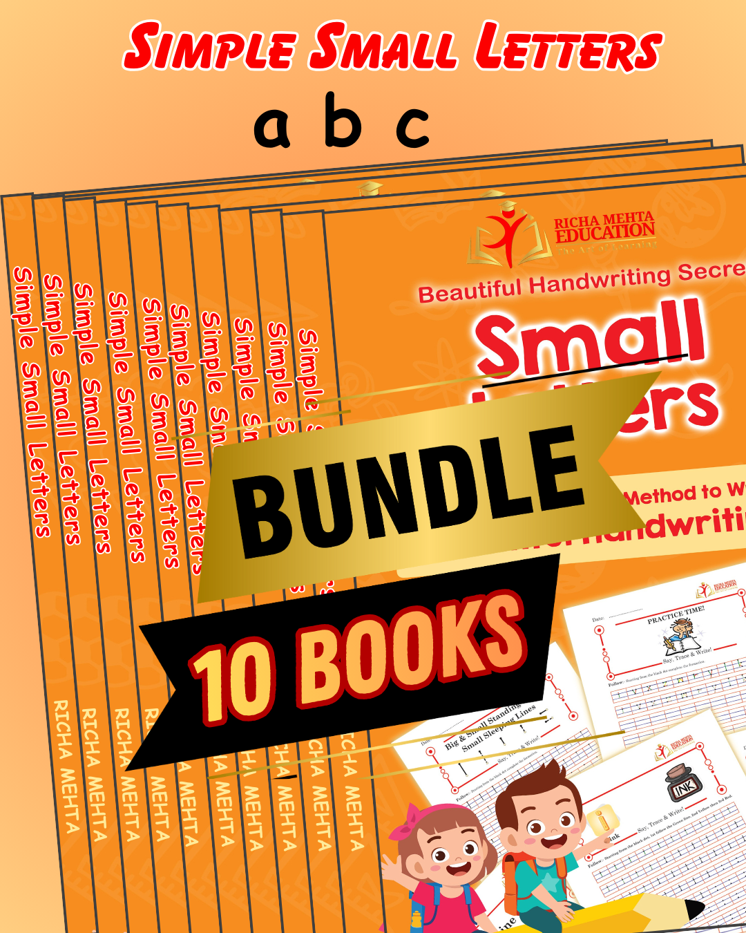 Bundle of 10- Simple Small Letters - a b c (Beautiful Handwriting Secret) - By Richa Mehta